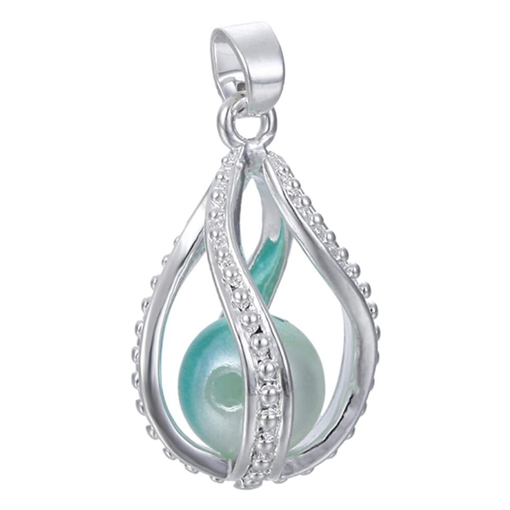4419 10pcs Silver Twist Pearl Cage Locket Pendants, Essential Oil Diffuser